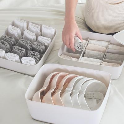 China Home Fashion Viable Plastic Underwear Storage Box Solid Color With Lid Compartment Storage Box for sale