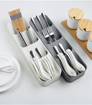 China Viable Plastic Organizer Box Storage Household Knife and Fork Compartment Storage Box Kitchen Tableware for sale