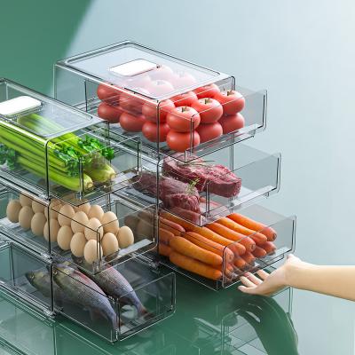 China Viable Simple Transparent Plastic Storage Box Refrigerator Drawer Cool Storage Box for sale