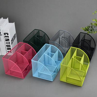 China Desktop Cube Metal Storage Pen Holder Viable Storage Box Mesh Pull Out Multifunctional Combination for sale