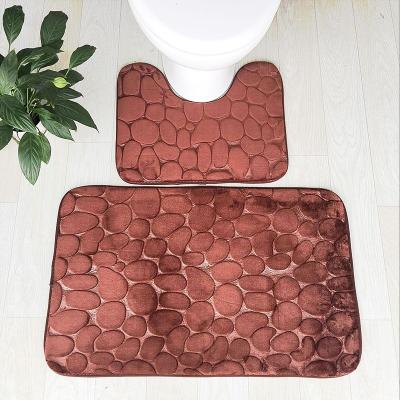 China China 3D Embossedcobble Foam Bath Mat Washable Stone Shaped Custom Cover Set For Bedroom Bath Mat With SBR Non-slip Aasorbent for sale