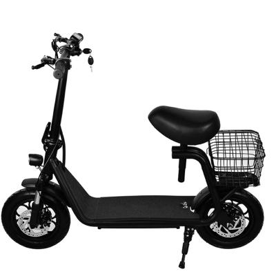 China 48V 500W Unisex Brushless 2 Wheels Folded Electric Scooter With Seat Basket for sale