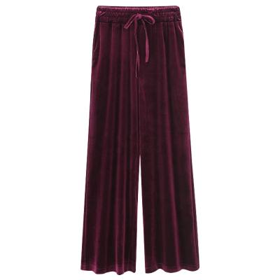 China New Arrival Anti-wrinkle Plus Size Women Pants Autumn Winter Loose Solid Color Wide Leg Velvet Pants Women for sale