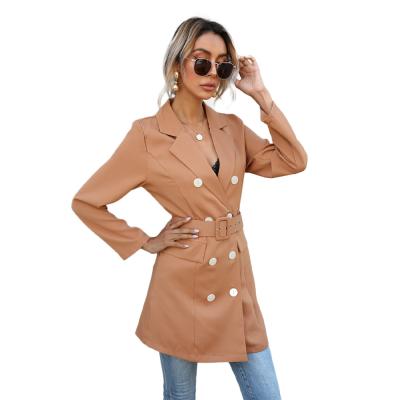 China Breathable Ladies Elegant Lapel Blazers Ditch Classic Double Breasted Winter Women Coats for sale