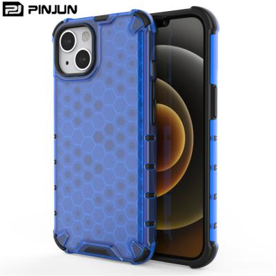 China Anti-fall cell phone bags and cases 2 in 1 hybrid transparent honeycomb phone case for iphone 13 case for sale