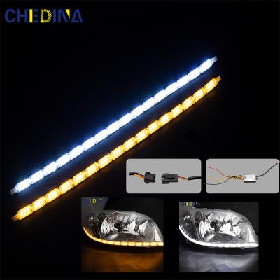 China 2PCS Waterproof Crystal Flexible Strip Daytime Running Light Tear Flow LED DRL Sequential Turn Signal Light for sale