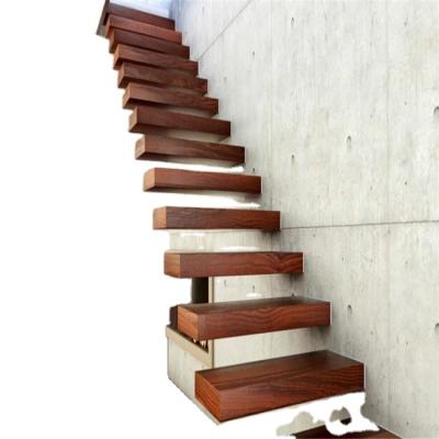 China Contemporary modern floating staircase with marble/glass/wooden treads for sale