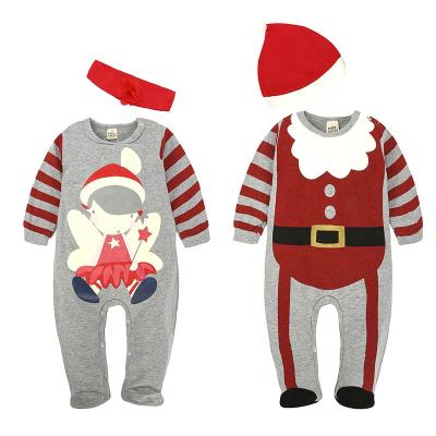 China Holiday Santa Claus Toddler Cotton Romper Outfits Spandex/Cotton Best Christmas Clothes New Themed Baby Jumpsuits With Hat For Boys And Girls for sale