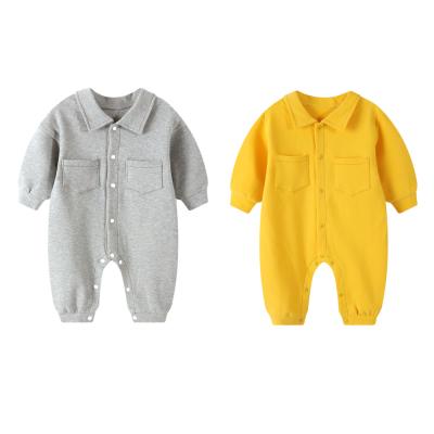 China 100% Cotton Baby Boy Clothes Baby 0-1 One Piece Romper Baby Boy Casual Long Sleeve Lapel One Year Old for sale