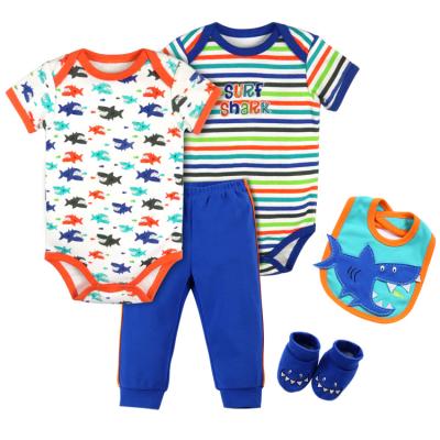 China Breathe Free Baby Clothing Sets 5pcs/set Boy Solid Color Cotton Children Sport Suits Child Play Casual Wear for sale