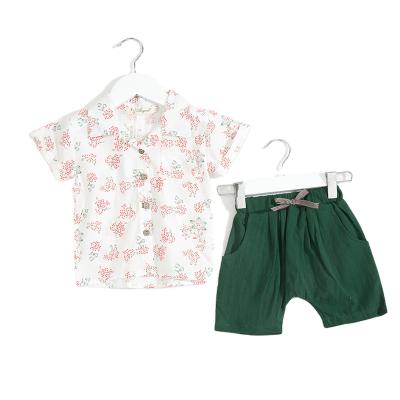 China Antibacterial Infant Baby Boy Holiday Beach Baby Clothes Floral T-shirt + 2Pcs Shorts Boy Clothing Set for sale