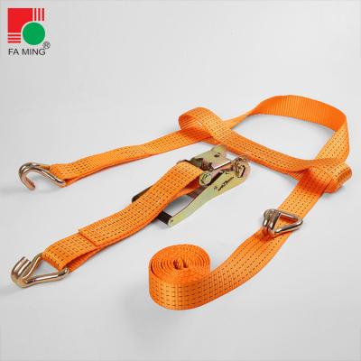 China Custom 5000KG Polyester Supporting Weight Car Trailer Strap Ratchet Link Down Straps Tow Strap Polyester With Hook 50mm 10-30DAYS 1.5-2.5m for sale