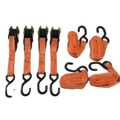 China Best Cargo Safety Tow Dolly Tie Down Straps Polypropylene Strap (4pc), Promotional Wholesale 25mm Ratchet Carbon Steel Hook and Loop for sale