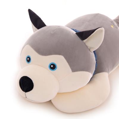 China Wholesale Custom Plush Toy Manufacturer Plush Toy Animal Stuffed Dog Lying Husky Pillow for sale