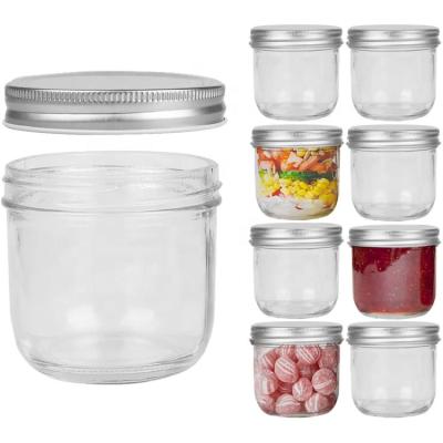 China Freshness Preservation Customized 8oz Round Food Storage Canning Glass Mason Jar With Regular Metal Lid for sale