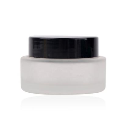 China Skin Care Cream 30ml Round Frosted Glass Jars With Screw Lid For Skin Care Product for sale