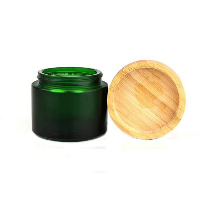 China 3oz Lid Glass Cosmetic Eco - Friendly Bamboo Cream Storage Jar With Painting for sale