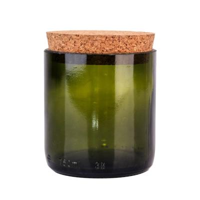 China 10oz 300ml eco-friendly recyclable custom green geo cup wine glass candle jar cut glass candle container candle holder with cork for sale