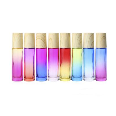 China Gradient Color Personal Packaging Skin Care Refillable Glass Bottles For Essential Oils Perfume 10ml Empty Glass Roll On Bottle for sale