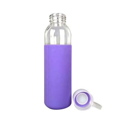 China Sustainable BPA free outdoor sports drinking water glass empty16oz 500ml durable bottle with silicone sleeve for sale