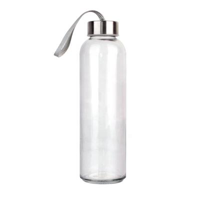 China Viable 16oz 500ml Wholesale Glass Water Bottles For Beverage And Squeezer With Stainless Steel Lid for sale