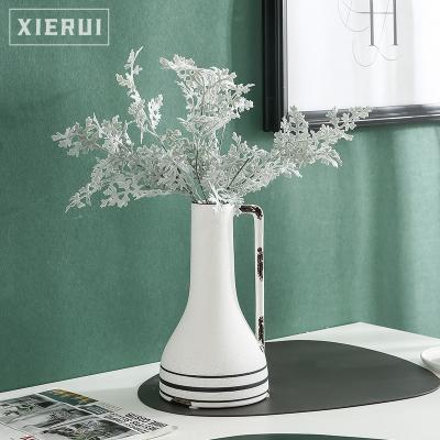 China Modern minimalist luxury creative ceramic vase for home decor flower vase Nordic simple white handmade ornaments for sale