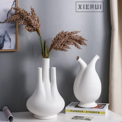 China Wabi Modern Minimalist Nordic Sabi Ceramic Vases For Decor Home Accessories Hotel Living Room Unique Creative White Luxury Flower Vases for sale