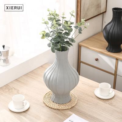 China Modern luxury large silver plated ceramic flower vase of simple creative minimalist Nordic ornaments for home decor for sale