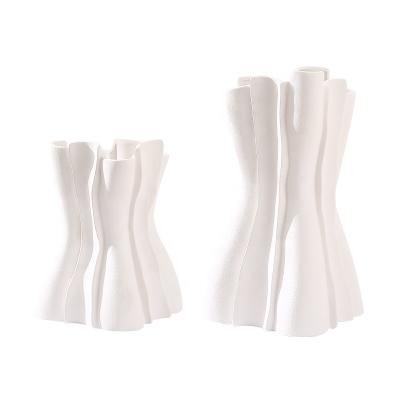 China Modern Nordic Creative Luxury Irregular Ceramic Vase Shaped Unique Minimalist Italy Art Porcelain Ornaments For Home Decor for sale