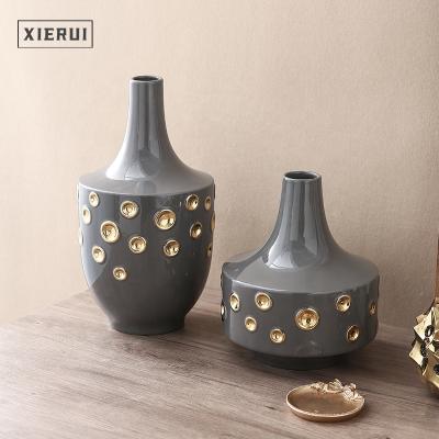 China Nordic Minimalist Modern Luxury Art Ceramic Flower Vase For Home Decor Dotted Design Craft Porcelain Ornaments for sale