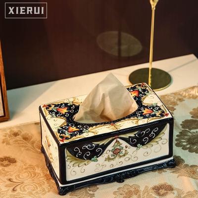 China Italy Traditional Nordic Classical Creative Luxury Rectangle Ornament Porcelain Paper Box Ceramic Box For Home Decor for sale