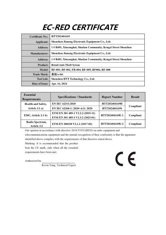 CE-RED - Shenzhen Jianeng Electronic Equipment Co., Ltd.