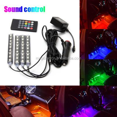 China Waterproof ABS Factory Hollow RGB LED Car Supply Interior Atmosphere Light With Remote Control for sale