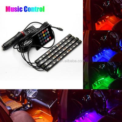 China Interior Car Music Hollow Light ABS Voice Control LED Strip Atmosphere Flexible Remote Car Decorative RGB Light for sale