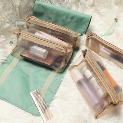 China Fashion Cosmetic Bag Women's Purple Pink And Fabric Silver Cosmetic Bags Solid Color for sale