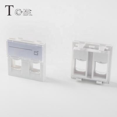 China TOM-FP-F-03 45*45mm French networking faceplate typle 2 ports wall plate faceplate for sale