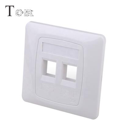 China Networking Networking TOM MB-19-02 86*86mm Faceplate 3m Type Single/Dual Port RJ45 Faceplate Without Shutter for sale