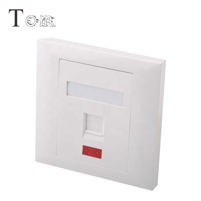 China TOM-MB-05-01 Networking TOM-MB-05-01 86*86mm Common1-Port Telecom Network Faceplate Cat5e Cat6 Trapezoidal Jack Wall Plate for sale