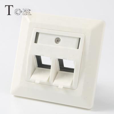 China Network Cabling System TOM-FP-G-02 80*80mm German Type 2 STP Zinc Alloy Left Faceplate For RJ45 STP Jack Faceplate Keystone Wall Plate for sale