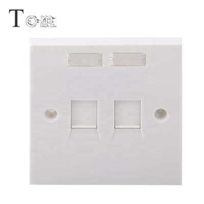 China TOM-MB-16-02 86*86MM Networking Telecom communication UK stype RJ45/RJ11 faceplate wallplate, network 2 left faceplate for sale