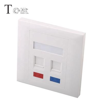 China TOM-MB-05-02 86*86mm Networking Telecom 2 Port Face Plate Dual Access Wall Switches Lid Plastic Wall Plate for sale