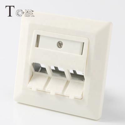 China TOM-FP-G-01 80*80MM network cabling system 3 port zinc alloy faceplate, network faceplate, German type telecom communication for sale