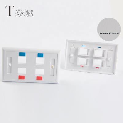 China Networking TOM-FP-US-14 70*115mm USA Type Telecom Communication 4 Ports Front Plate RJ45 RJ11CAT5E Keystone Jack Wall Plate Insert for sale