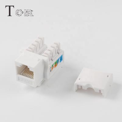 China Network Cabling System TOM-KJ-2 CAT5E/CAT6 UTP Keystone Jack RJ45 Module Down 90 Degree UTP cat6 Keystone Jack for sale