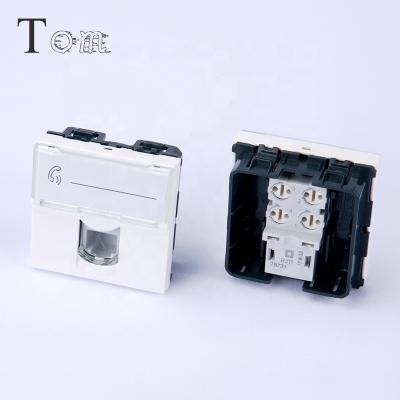 China Network cabling system TOM-KJ-L-5 45*45mm telecom cat3 communication faceplate RJ11 wall outlet keystone jack legrand French style plate for sale