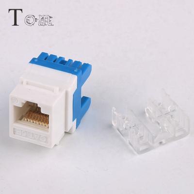 China TOM-KJ-4-C5 RJ45 UTP Cat5e Network Cabling System Trapezoidal Jack 180 Degree Trapezoidal Modular Jack for sale