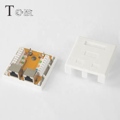 China Outdoor Network Cabling System TOM-SB-04 CAT5E/CAT6 Box STP 2 PORTS Telecom Communication Box KRONE&11O IDC PCB Surface Wall Mounted Box for sale