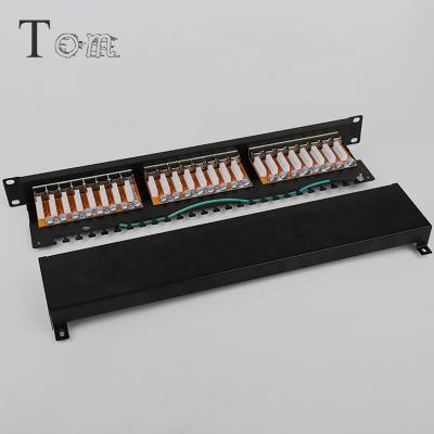 China High Quality Network Cabling System Patch Panel TOM-PN-26 24 STP cat6A 1U STP 24 Port PCB Network RJ45 Cat6A Patch Panels for sale