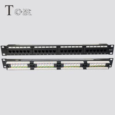 China 22 inch 1u rj45 UTP 110IDC&Dual IDC TOM-PN-03 CAT5E/CAT6/CAT6A 19 telecom communication cat6 Cat6A 24port patch panel for sale