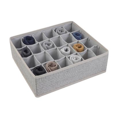 China High Quality Viable Foldable Closet Drawer 24 Cell Divider Underwear Drawer Organizer Boxes Tissue Sock Storage Box for sale